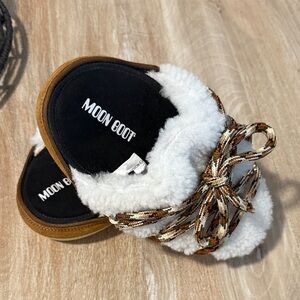Moon Boot Brown and White Slippers